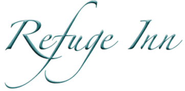 "Text logo for Refuge Inn in elegant script."